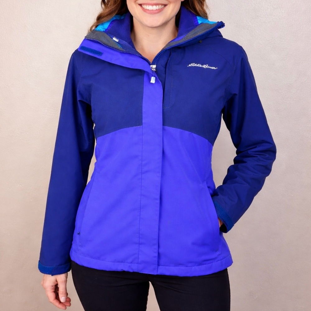 Eddie Bauer 3-in-1 WeatherEdge Jacket Purple Waterproof Ski Parka Fleece M GUC